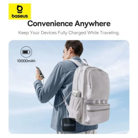 Baseus Free2Pull Power Bank With Retractable Cable 10000Mah 30W Lunar Gray